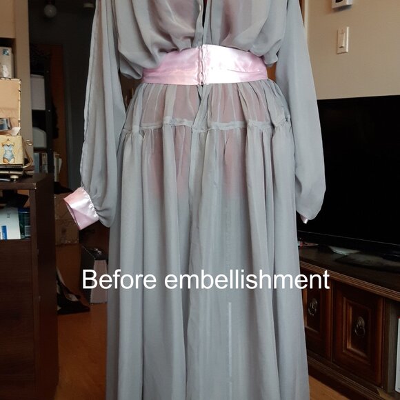 Chiffon Grey & Pink Dressing Gown - Picture 10 of 10